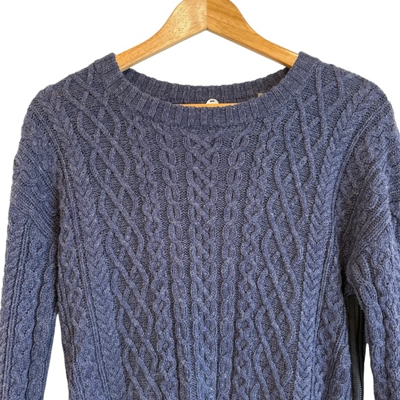 Margaret O'Leary Navy Blue Cable Knit with Side Zips Crewneck Sweater Size XS - Picture 2 of 6